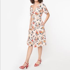 Unique Vintage Tropical Swing Dress